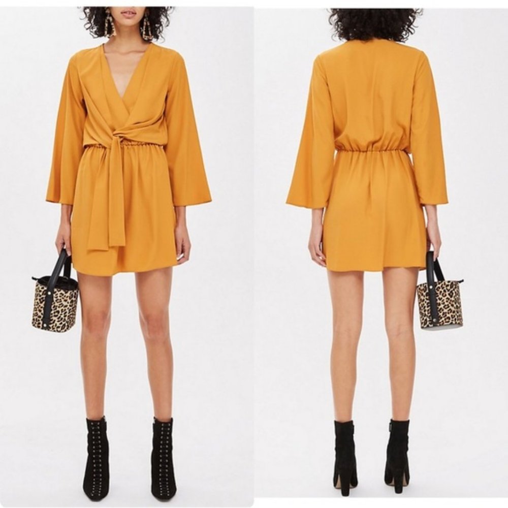 Topshop Tiffany Knot-front Crepe Mini Dress